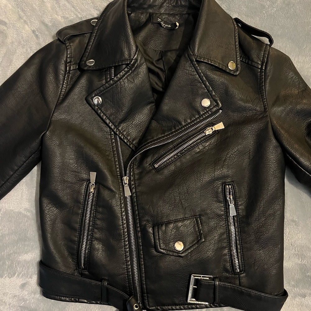 Black Faux Leather Biker Jacket